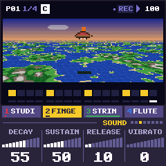 CRT-4's screen on the SNES: an airship over a turning world map