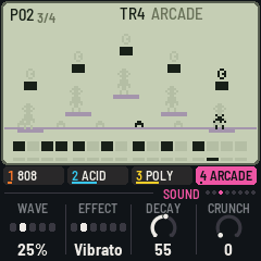 LCD-4's screen: the Arcade sound, a platform game